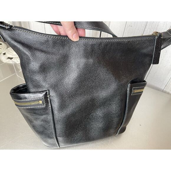 FOSSIL Emerson Black Leather Small Hobo Crossbody Bag Pebble Leather - Picture 7 of 8